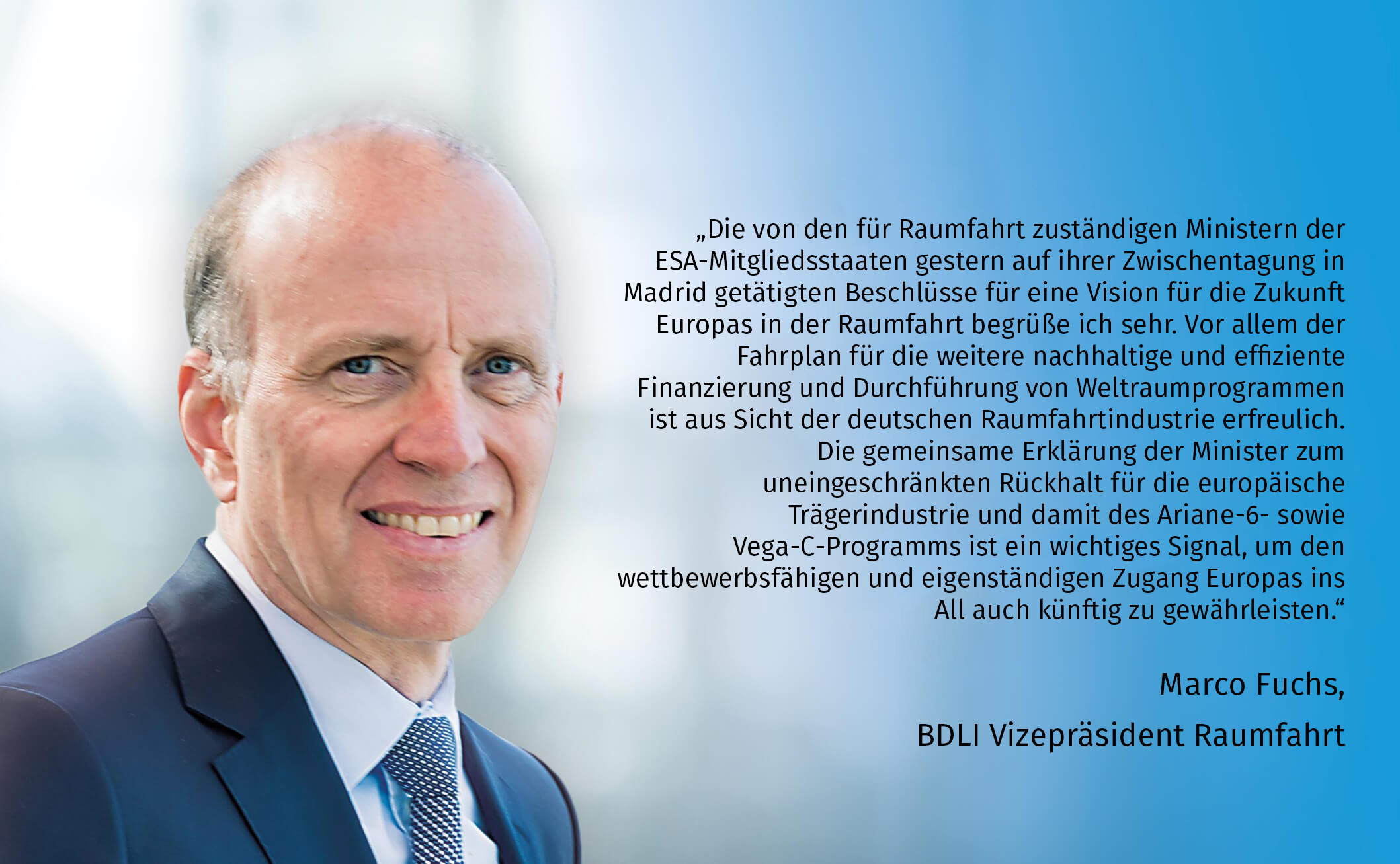 Marco Fuchs, BDLI Vizepräsident Raumfahrt