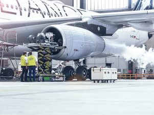 Die neue Cyclean Trockeneis-Triebwerkswaschanlage von Lufthansa Technik
