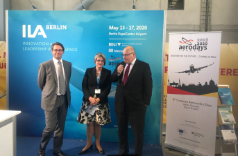 Peter Altmaier, Bundesminister für Wirtschaft und Energie, und Andreas Scheuer, Bundesminister für Verkehr und digitale Infrastruktur, besuchen den ILA Berlin-Stand. 