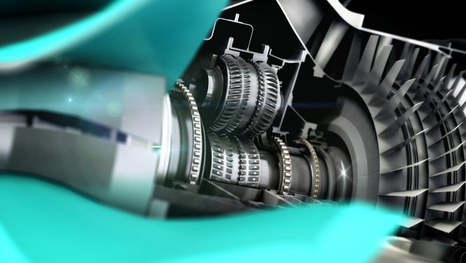 Das neue Hochleistungsreduktionsgetriebe ist eine Schlüsseltechnologie für den neuen UltraFan von Rolls-Royce Das neue Hochleistungsreduktionsgetriebe ist eine Schlüsseltechnologie für den neuen UltraFan von Rolls-Royce