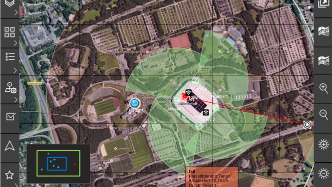 Security forces see all identified drones on a screen Security forces see all identified drones on a screen
