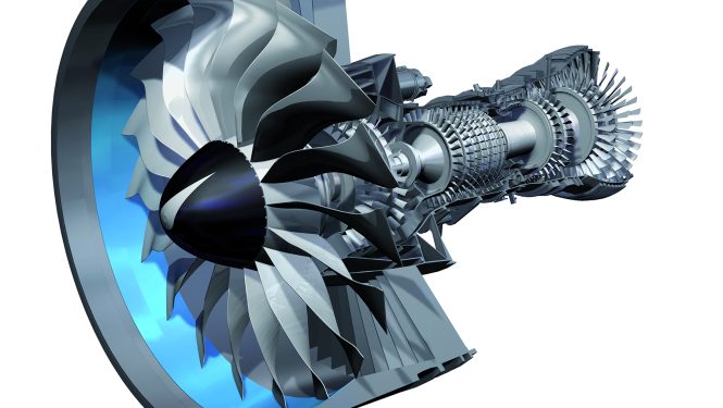 Die dritte Rotorstufe (rechts) der schnelllaufenden Niederdruckturbine in der A320neo von Airbus besteht aus Titanaluminid – weitere Rotorstufen sollen folgen. Die dritte Rotorstufe (rechts) der schnelllaufenden Niederdruckturbine in der A320neo von Airbus besteht aus Titanaluminid – weitere Rotorstufen sollen folgen.