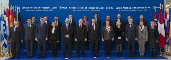 Europäische Minister und Vertreter auf der ESA-Ratskonferenz auf Ministerebene , Luxemburg, am 2. Dezember 2014